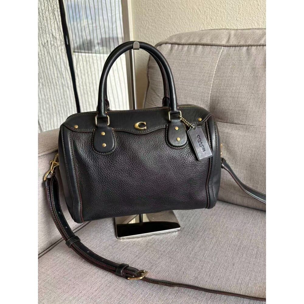 COACH Ivie Bennett Black Leather Top-handle Satchel Handbag Crossbody Bag F37862